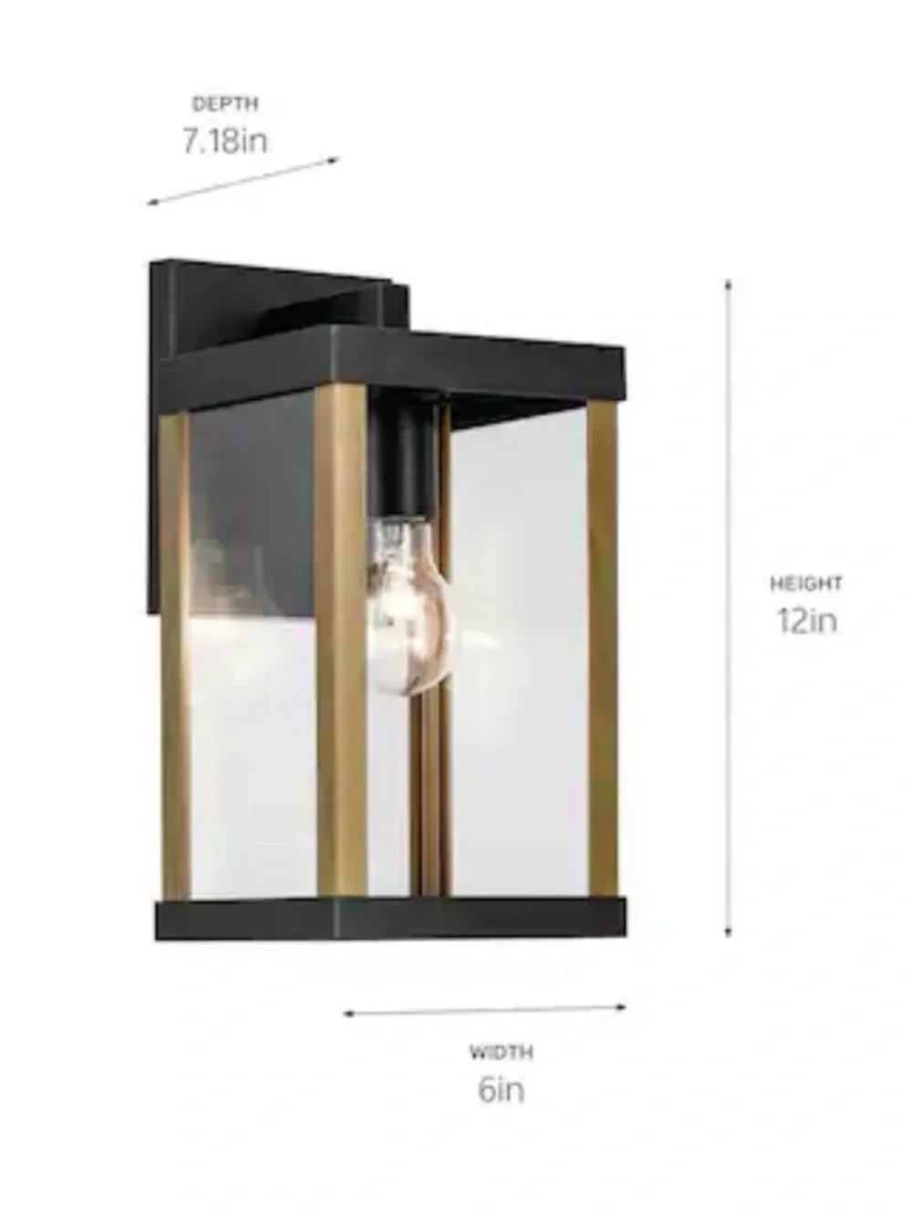 Allen + roth Coalmont 1 -Light 12-in H Black Hardwired Outdoor Wall Light